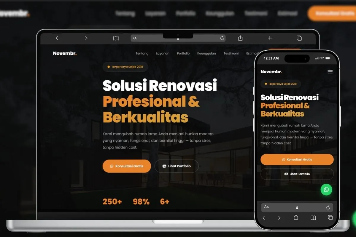 Preview website Landing Page Jasa Renovasi