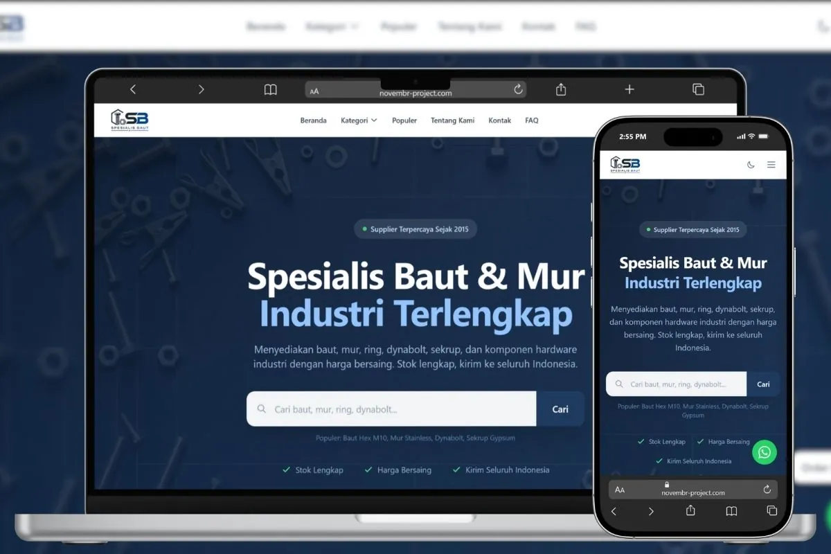 Preview website Website Toko Baut
