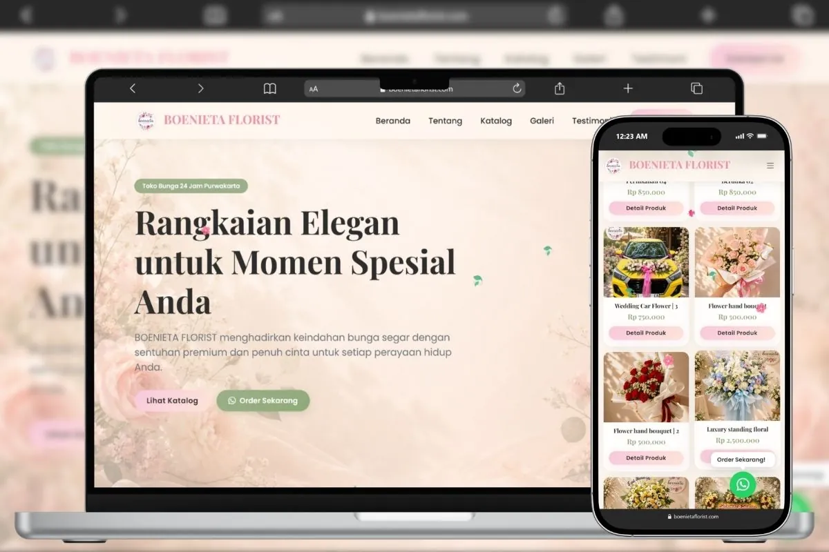 Preview website Website Toko Bunga